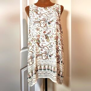 Max Studio Floral Sleeveless Patterned Tunic Style Top Sz L